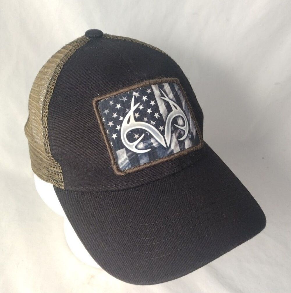 Realtree American Flag Patch Adjustable Snapback Mesh Back Hat/Cap-EXCELLENT!